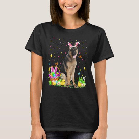 Funny Easter Egg Hunting German Shepherd Dog Easte T-shirt (Voorkant)