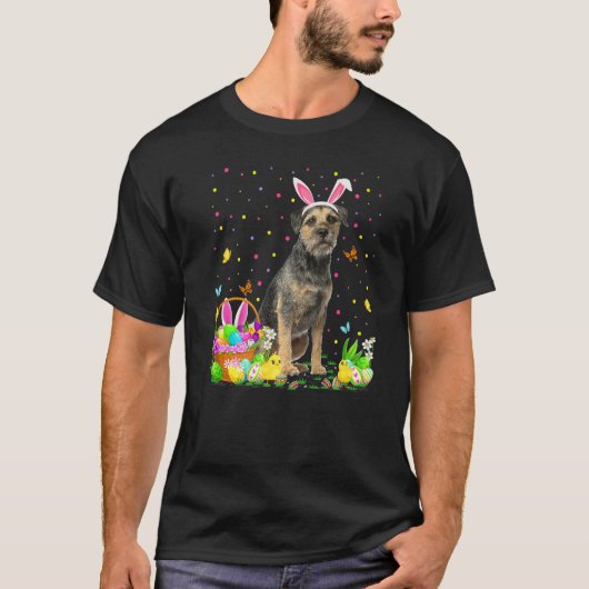 Funny Easter Hunting Border Terrier Dog Easter T-shirt (Voorkant)