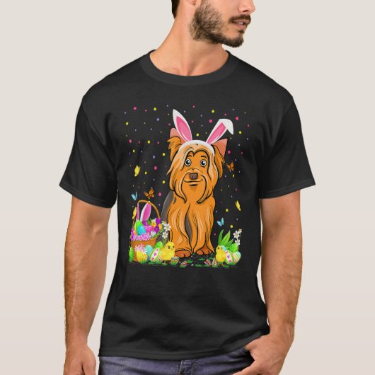 Funny Easter Hunting Yorkshire Terrier Dog Eas T-shirt (Voorkant)