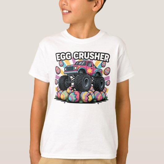 Funny Easter Monster Truck Egg Crusher Pun Boys T-shirt (Voorkant)