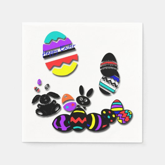 Funny Easter Paper Napkins Digital Embossed effect Servetten (Voorkant)