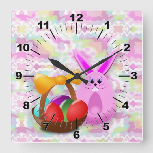 Funny Easter Wall Clock Vierkante Klok (Voorkant)