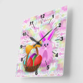 Funny Easter Wall Clock Vierkante Klok (Hoek)