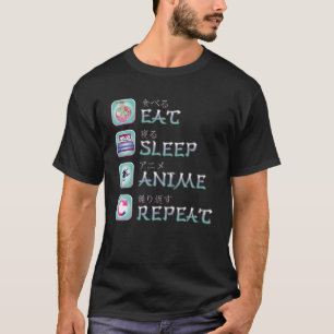 Funny Eat Sleep Anime Herhaal Japanse Anime Manga T-shirt