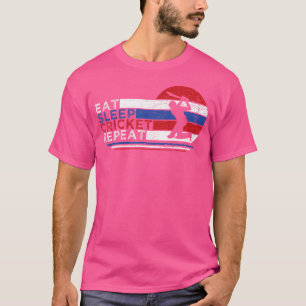 Funny Eat Sleep Cricket Herhalen voor de cricket P T-shirt