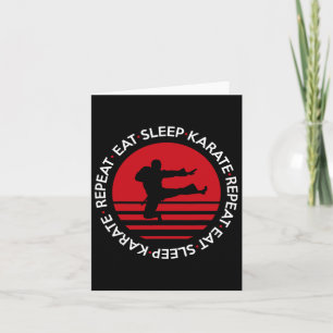 Funny Eat Sleep Karate Repat Kaart