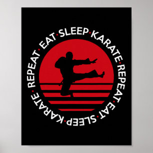 Funny Eat Sleep Karate Repat Poster