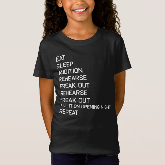 Funny Eat Sleep Theater Nerd Geek Broadway Musical T-shirt (Voorkant)