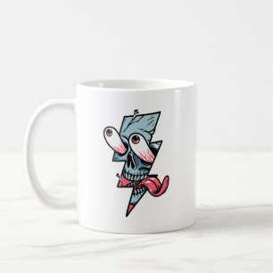 Funny Edgy Skull Face en Lightning Shape Koffiemok