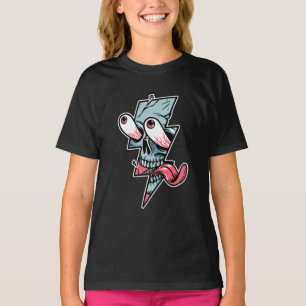 Funny Edgy Skull Face en Lightning Shape T-shirt