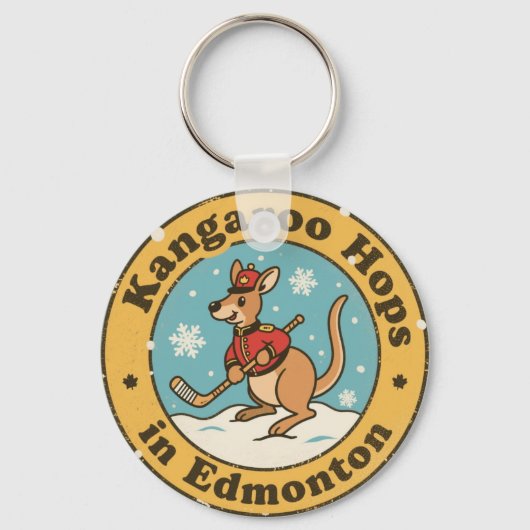 Funny Edmonton Kangaroo Hockey Sleutelhanger (Achterkant)