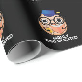 Funny Educated Egg Pun Dark BG Cadeaupapier (Rol Hoek)