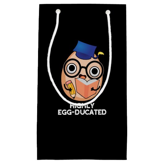 Funny Educated Egg Pun Dark BG Klein Cadeauzakje (Voorkant)
