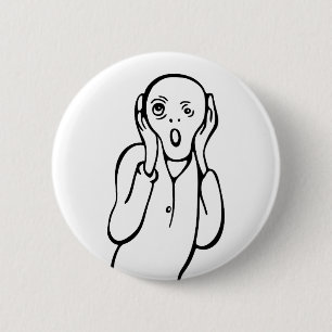 Funny Edvard Munch Scream Parody Cartoon Ronde Button 5,7 Cm
