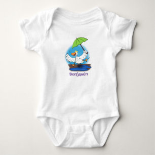 Funny eend dansend cartoon illustratie romper