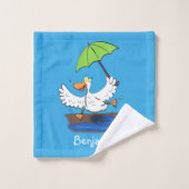Funny eend met paraplu dansende cartoon bad handdoek (Wasdoekje)
