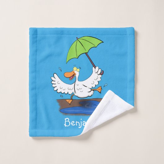 Funny eend met paraplu dansende cartoon bad handdoek (Wasdoekje)