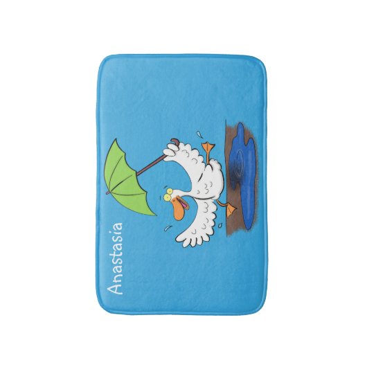 Funny eend met paraplu dansende cartoon badmat (Voorkant Verticaal)