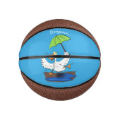 Funny eend met paraplu dansende cartoon basketbal (Voorkant)