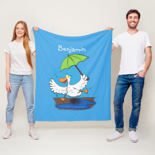 Funny eend met paraplu dansende cartoon fleece deken