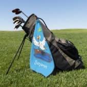 Funny eend met paraplu dansende cartoon golfhanddoek (Groen)