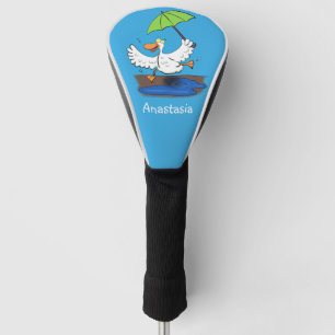 Funny eend met paraplu dansende cartoon golfheadcover