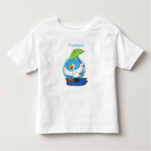 Funny eend met paraplu dansende cartoon kinder shirts