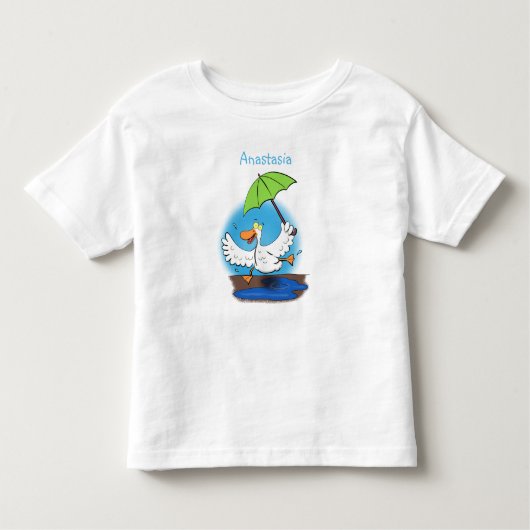 Funny eend met paraplu dansende cartoon kinder shirts (Voorkant)