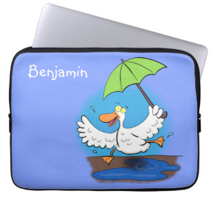 Funny eend met paraplu dansende cartoon laptop sleeve