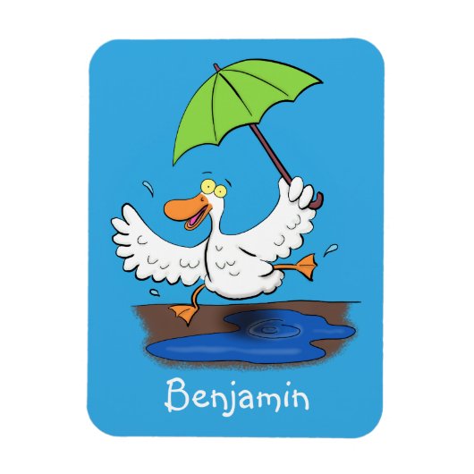 Funny eend met paraplu dansende cartoon magneet (Verticaal)