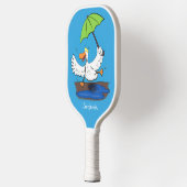 Funny eend met paraplu dansende cartoon pickleball paddle (Links)