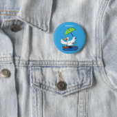 Funny eend met paraplu dansende cartoon ronde button 5,7 cm (In situ)