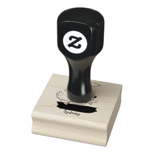 Funny eend met paraplu dansende cartoon 	rubberstempel (Stempel)