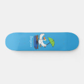 Funny eend met paraplu dansende cartoon skateboard (Horizontaal)