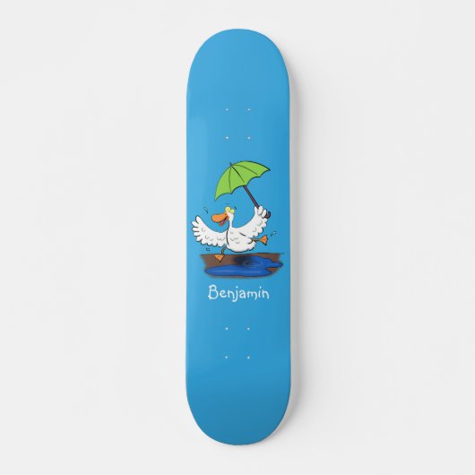 Funny eend met paraplu dansende cartoon skateboard (Voorkant)