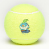 Funny eend met paraplu dansende cartoon tennisballen (Achterkant)