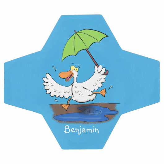 Funny eend met paraplu dansende cartoon voetbal (Enkel)