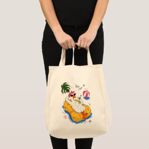 Funny eend met zonnebril en cocktail bij het zwemb tote bag