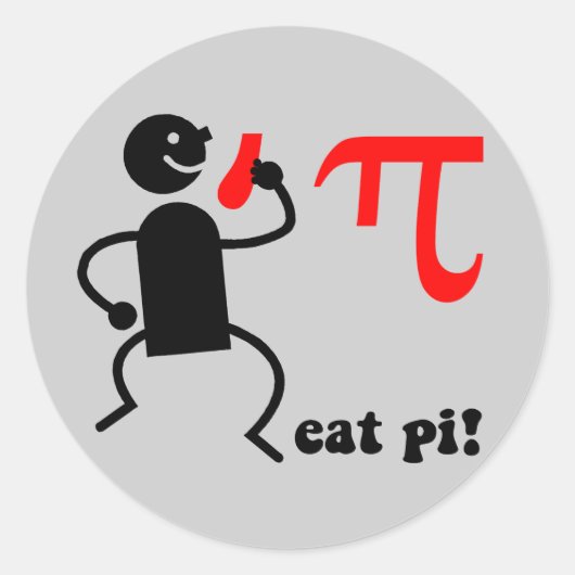 Funny eet pi ronde sticker (Voorkant)