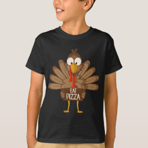Funny Eet pizza kalkoen Thanksgiving vegan voor ki T-shirt
