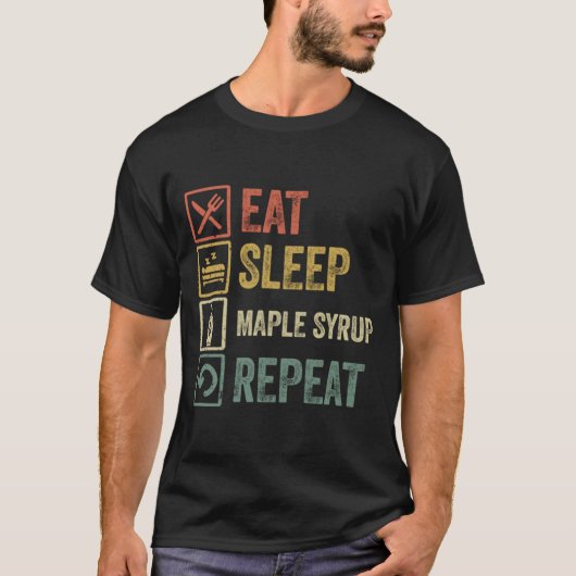 Funny eet slaap eshornsiroop herhaalde retro  g t-shirt (Voorkant)