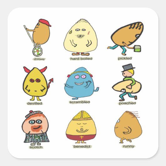 Funny Egg Puns Vierkante Sticker (Voorkant)