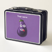 Funny Eggplant Cartoon Character Cute Vegetable (Achterkant)