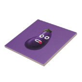 Funny Eggplant Cartoon Character Cute Vegetable Tegeltje (Zijkant)