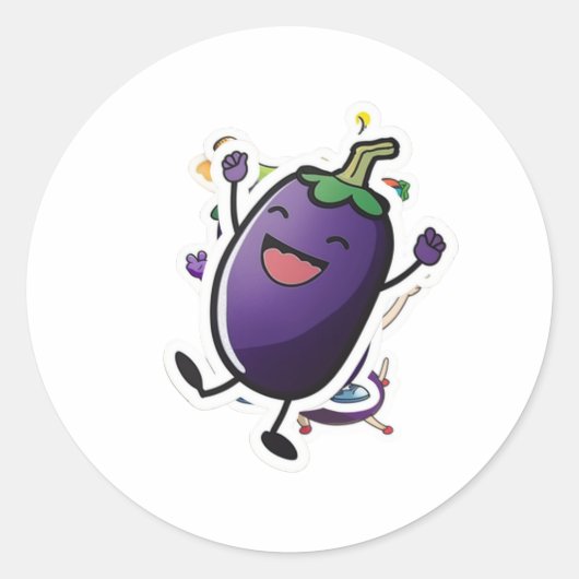 Funny Eggplant Sticker (Voorkant)