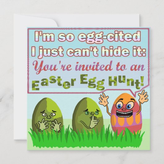 Funny Eggreferred Easter Egg Hunt Kinder Partij Kaart (Voorkant)