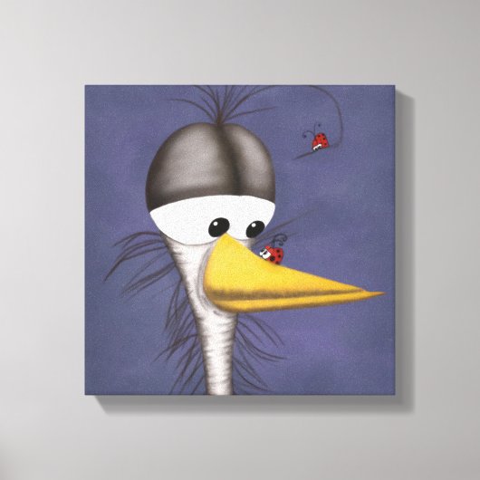 Funny Egret Cartoon Canvas Afdruk (Voorkant)