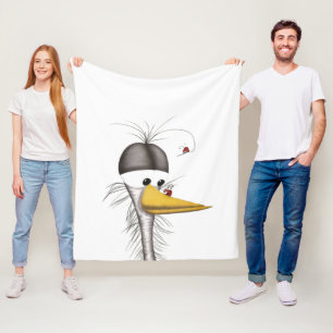 Funny Egret Cartoon Fleece Deken