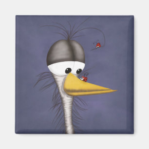 Funny Egret Cartoon Magneet