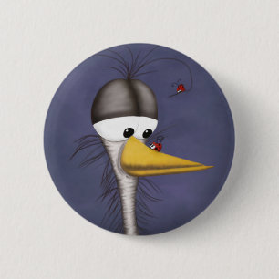 Funny Egret Cartoon Ronde Button 5,7 Cm